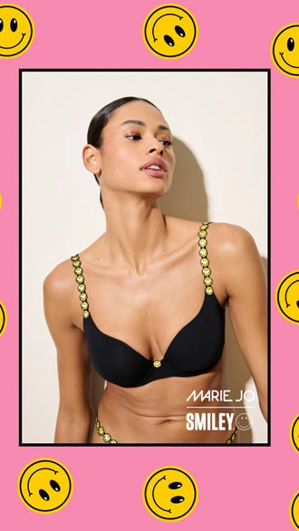 Serie Tom von amrie Jo, Basic BH, Smile Träger, schwarz, glattes Cup, Herzform Bestseller, T-Shirt BH