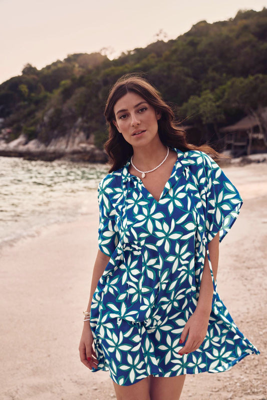 TAHITI Tunika Strandkleid (Ocean Blue)