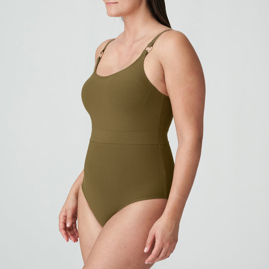 SAHARA Unterlegter Badeanzug bügellos (Olive)