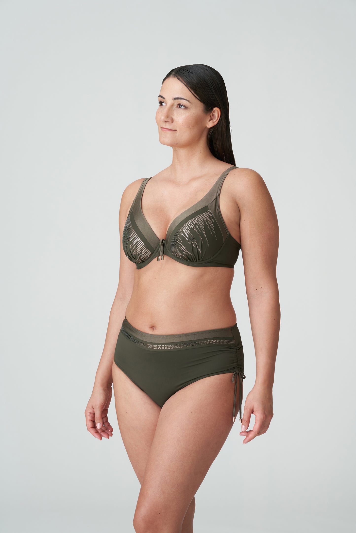 ARACRUZ Tiefdelolletiertes Bikini-Top (Kaki)