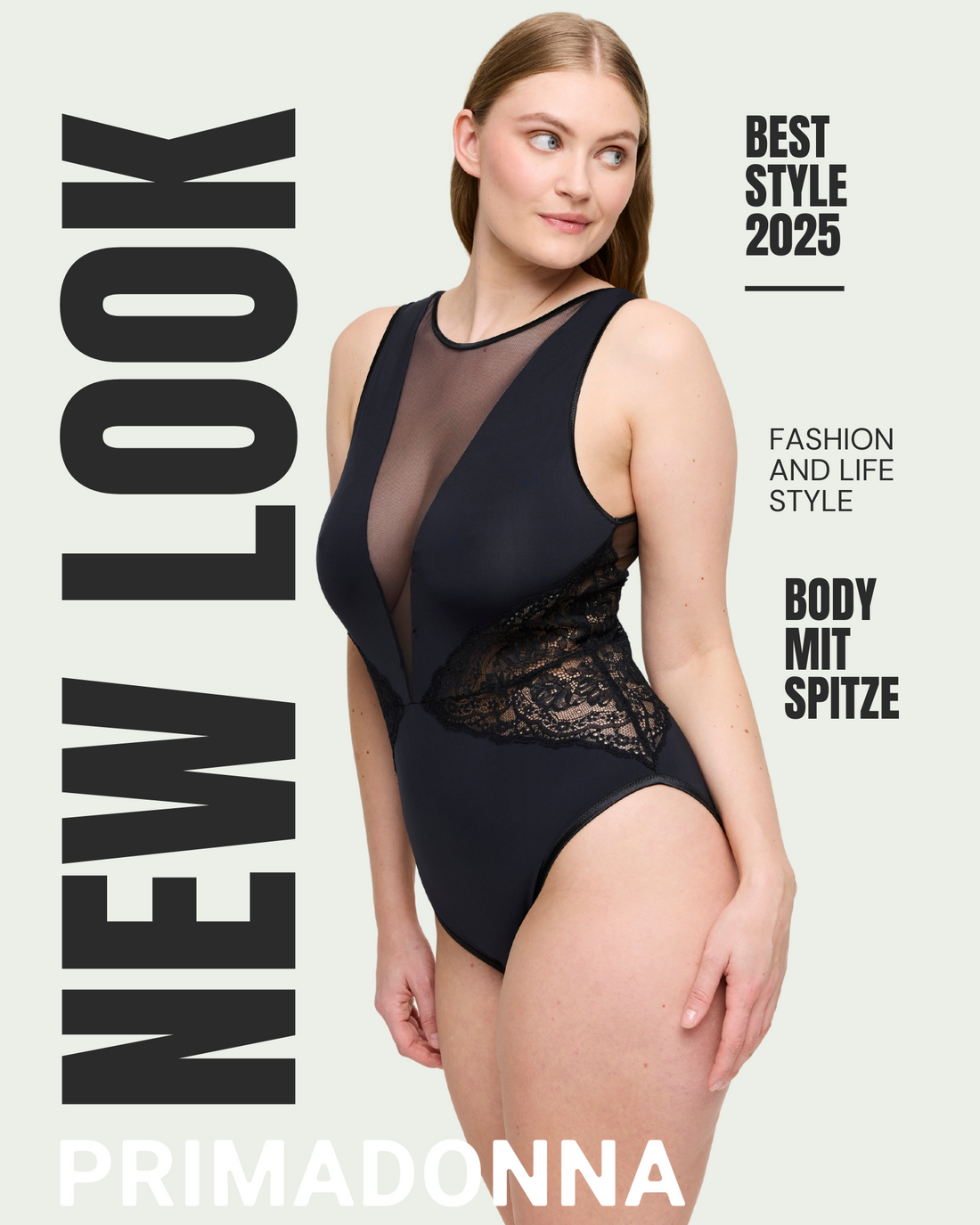 Herbst Kollektion 2025 PrimaDonna Serie Shimala Body mit Spitze in Schwarz transparent und sexy. Geeignet für Oberbekleidung.