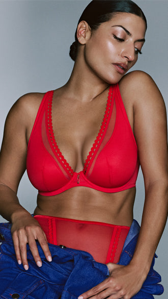 WOWGIRL BH von PrimaDonna Twist in feurigem Rot. Mit etwas Spitze und transparenten Design.