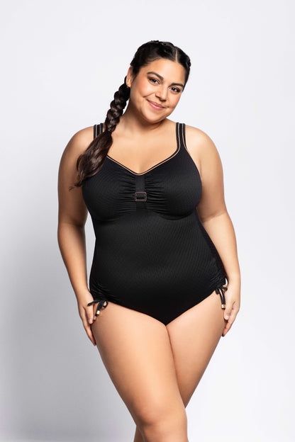 SANSIBAR Badeanzug mit Bügel (Schwarz)