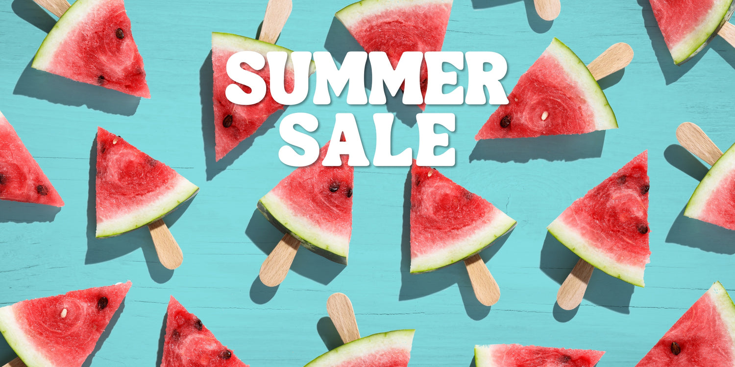 Sale Banner mit Melonen im Hintergrund 