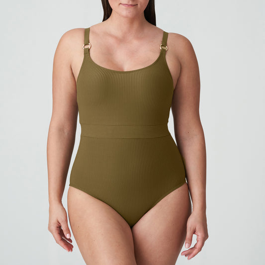 SAHARA Unterlegter Badeanzug bügellos (Olive)