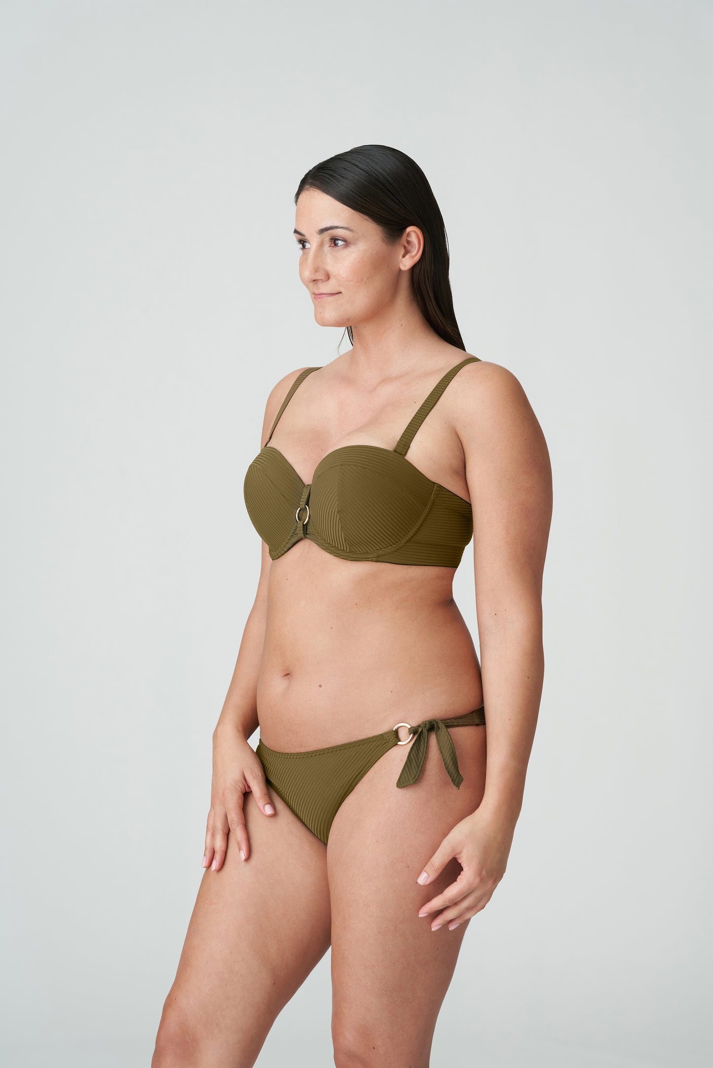 SAHARA Bikini Hüftslip mit Schnüren (Olive)