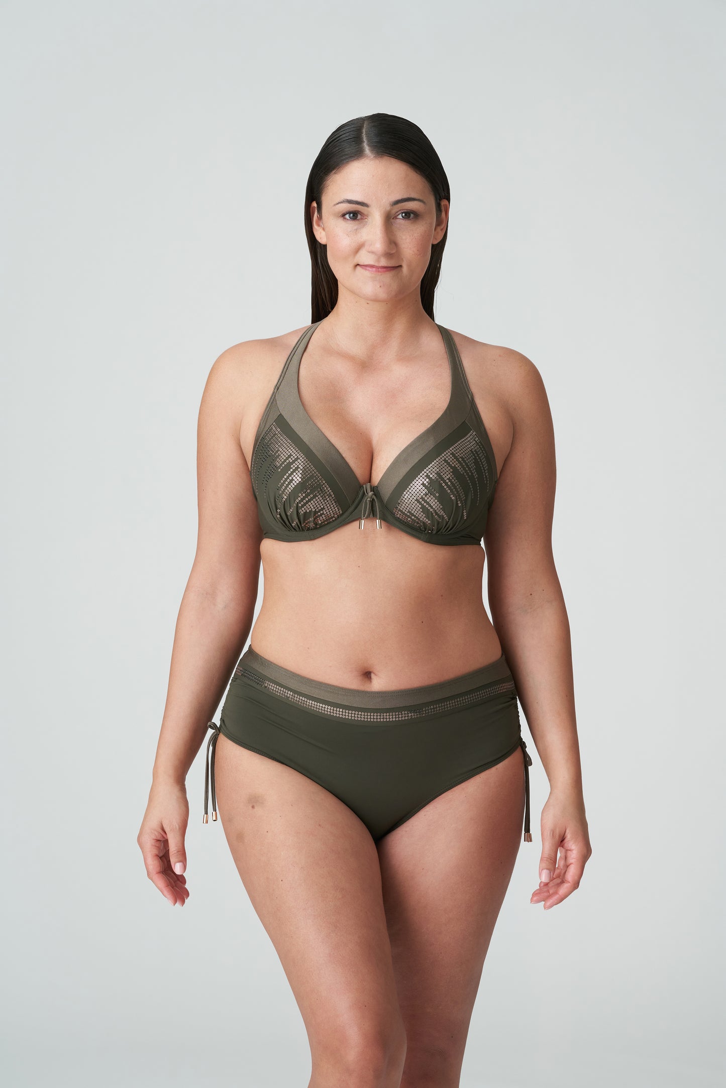 ARACRUZ Tiefdelolletiertes Bikini-Top (Kaki)