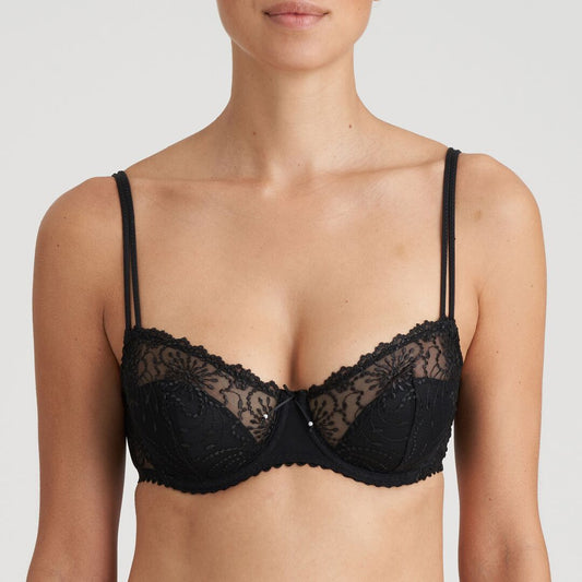 JANE Halbunterlegter Balconette- BH (Black) Schwarz